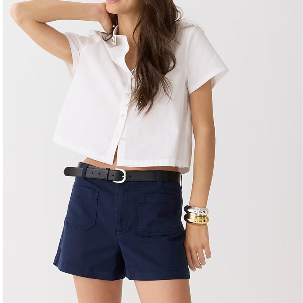 J.Crew Khaki Green Patch Pocket Shorts Coastal Neutral Cotton Size 10